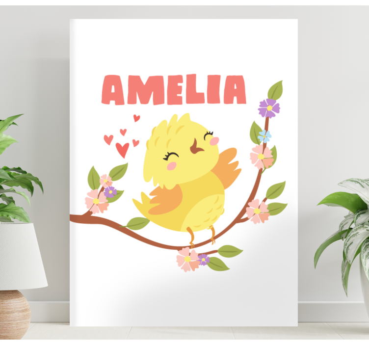 Quadro 3d pássaro amarelo alegre - TenStickers