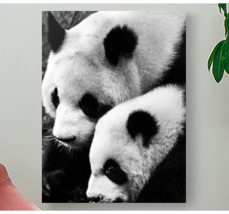Quadro animais abraço do par de pandas - TenStickers