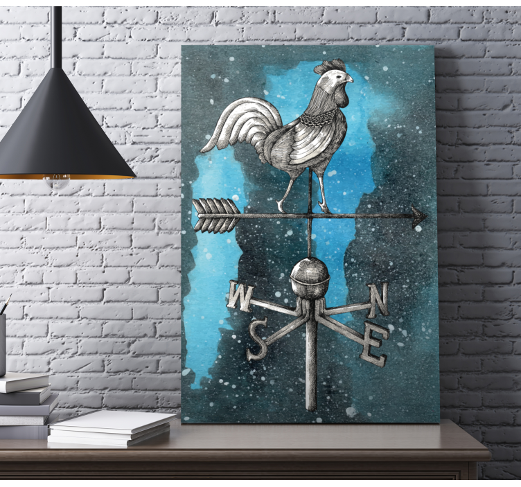 Quadro animais bússola galo - TenStickers