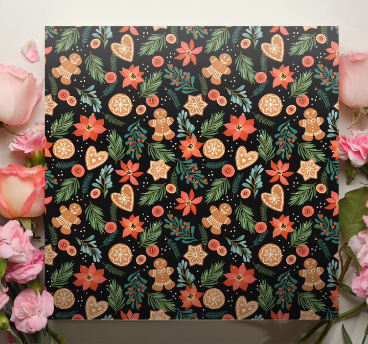 Quadro animais com padrões de natal de gengibre - TenStickers