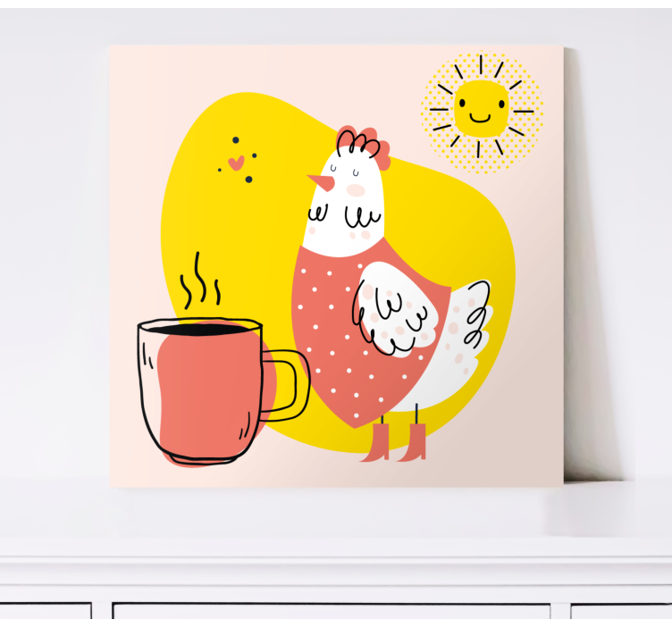 Quadro animais galinha feliz pela manhã - TenStickers
