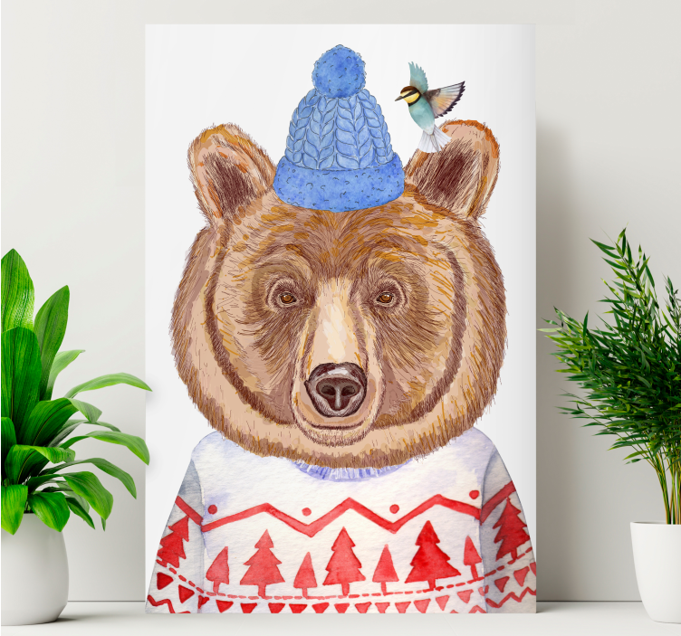 Quadro animais ilustração de urso encantador - TenStickers