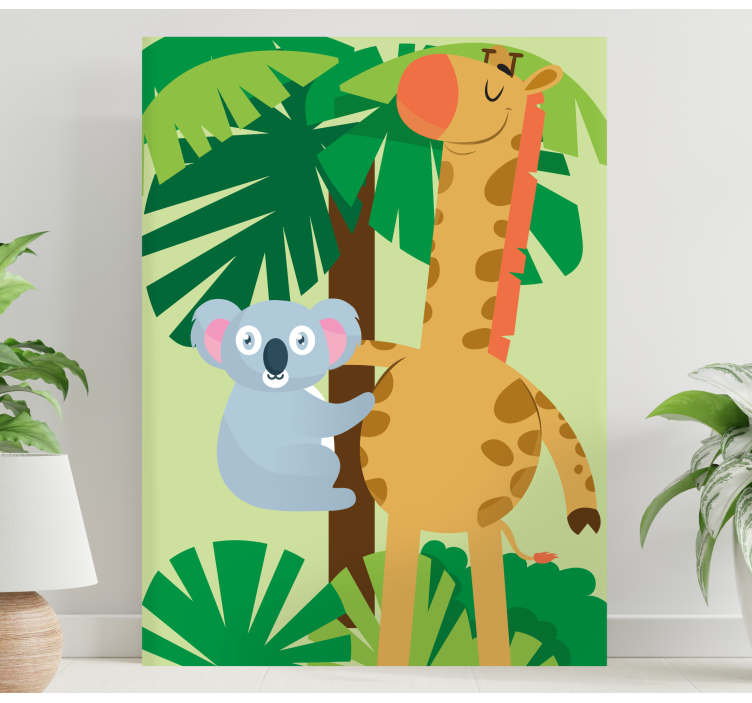 Quadro animais koala e girafa - TenStickers
