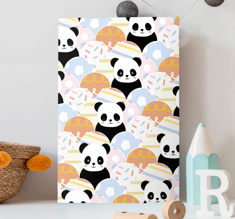 Quadro animais padrões de panda brincalhão - TenStickers