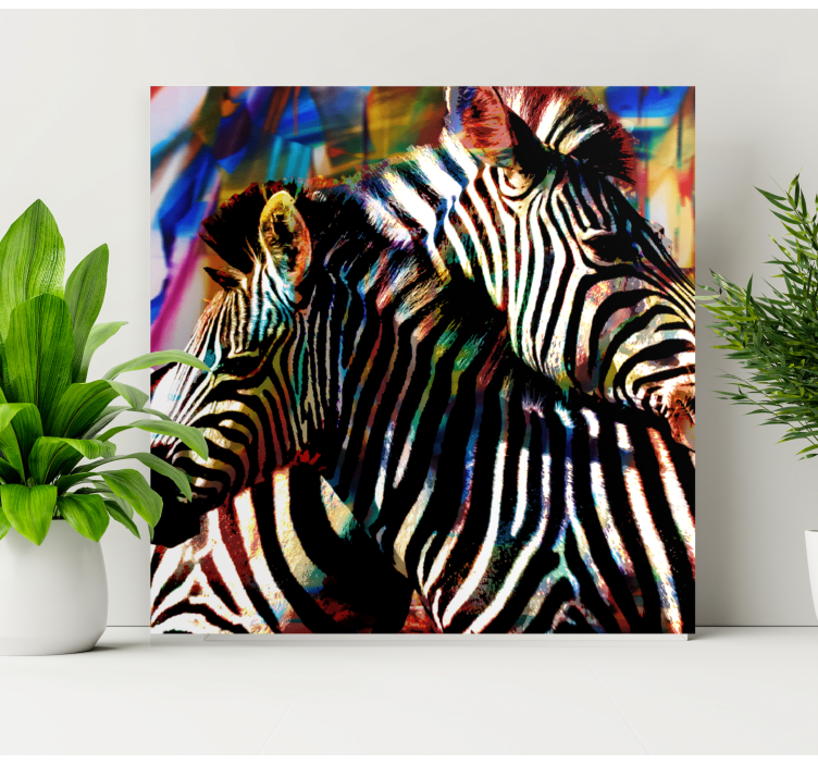 Quadro animais par de zebras coloridas - TenStickers
