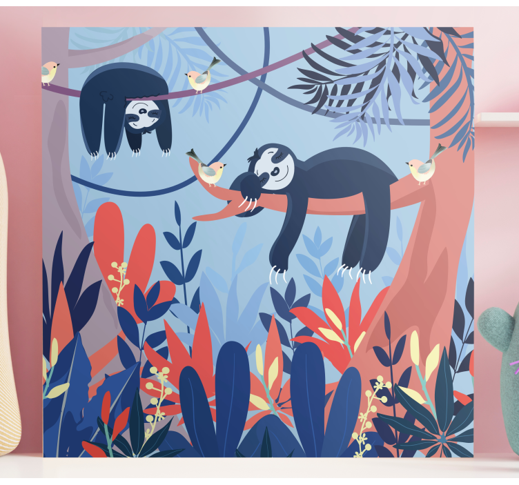 Quadro animais preguiças no galho - TenStickers