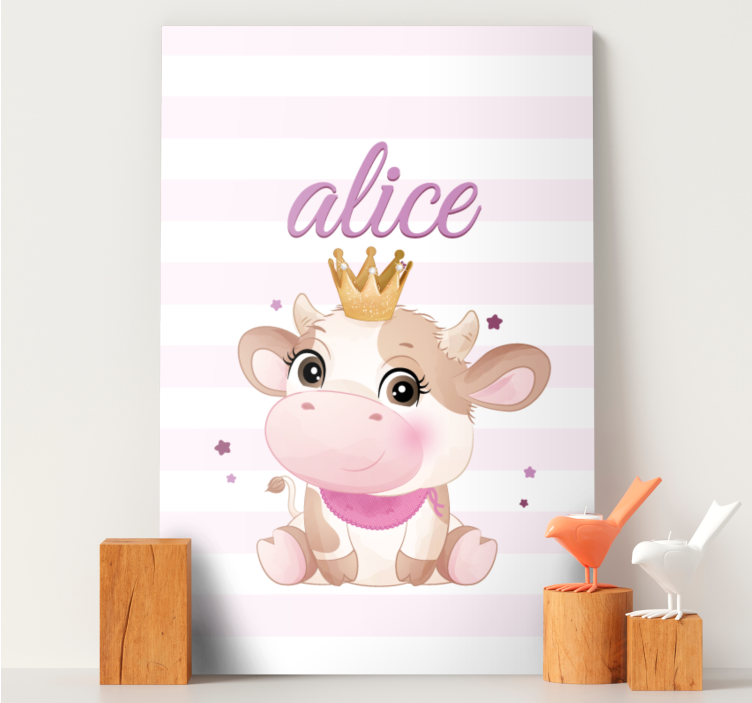 Quadro animais princesa vaca fofa - TenStickers
