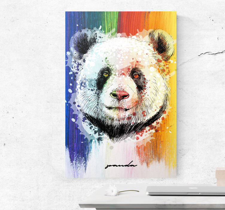 Quadro animais retrato colorido de panda - TenStickers