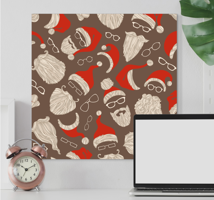 Quadro animais rostos festivos do papai noel - TenStickers