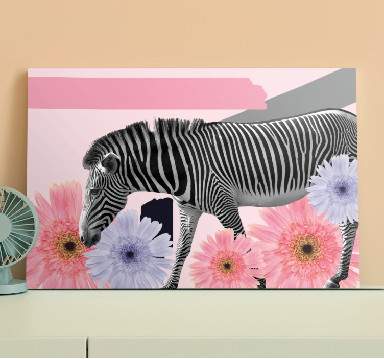 Quadro animais zebra entre flores - TenStickers