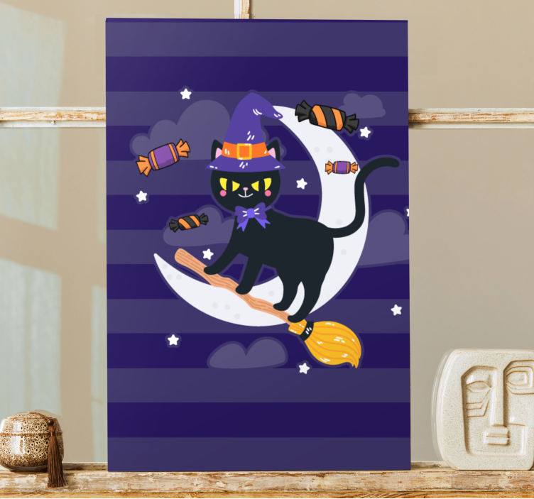 Quadro com gatos bruxa do gato preto - TenStickers