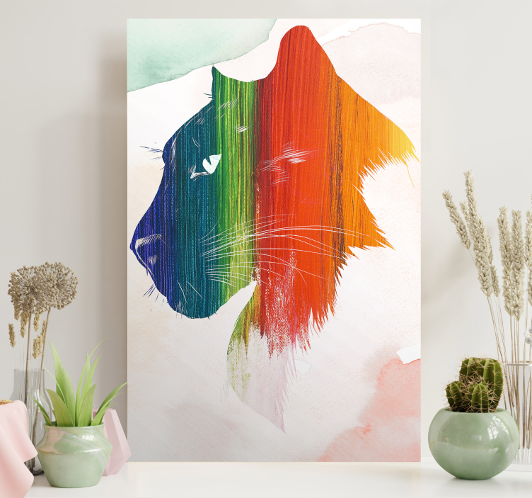 Quadro com gatos e perfil de leão colorido - TenStickers
