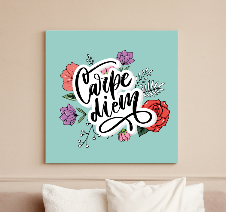Quadro com letras carpe diem floral - TenStickers