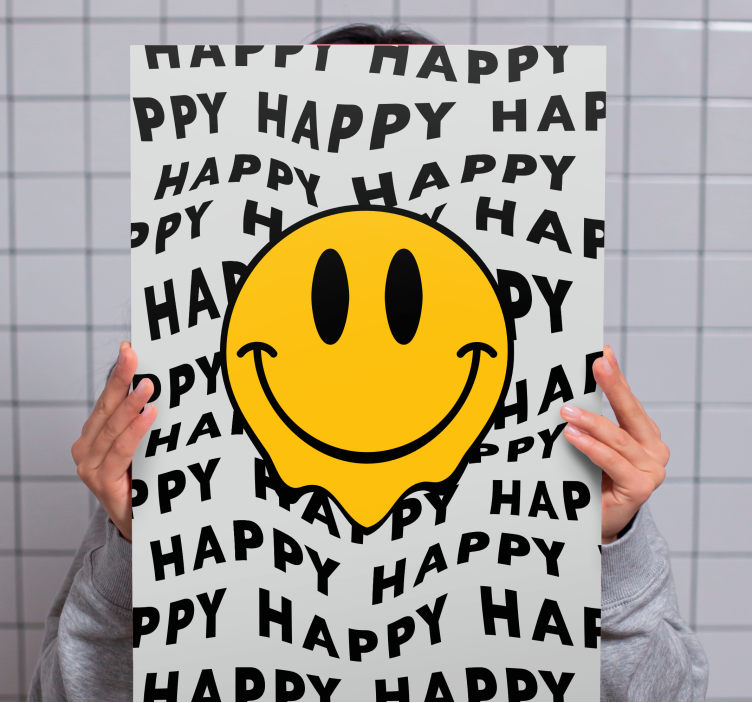Quadro com letras emoji sorridente alegria - TenStickers