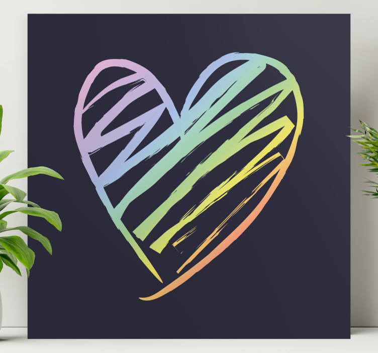 Quadro com letras esboço de coração - TenStickers