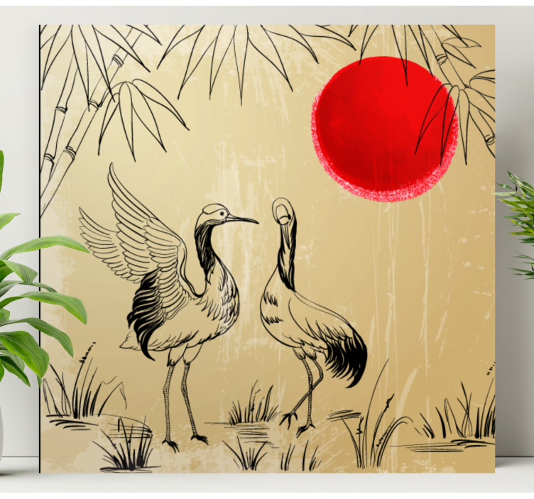 Quadro com mandala grullas e sol - TenStickers