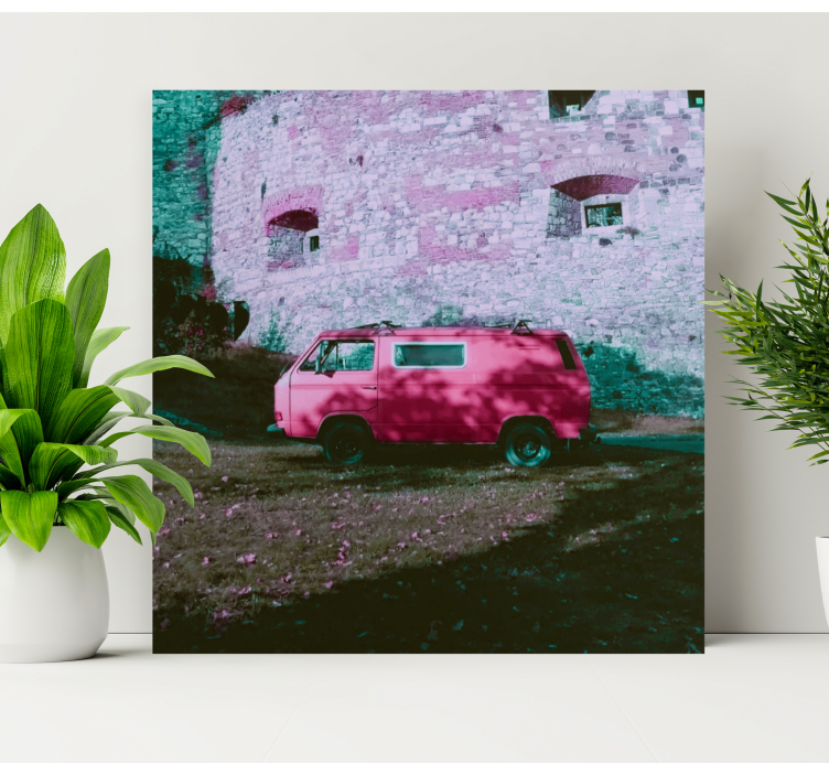 Quadro com o abecedário furgão rosa vintage - TenStickers