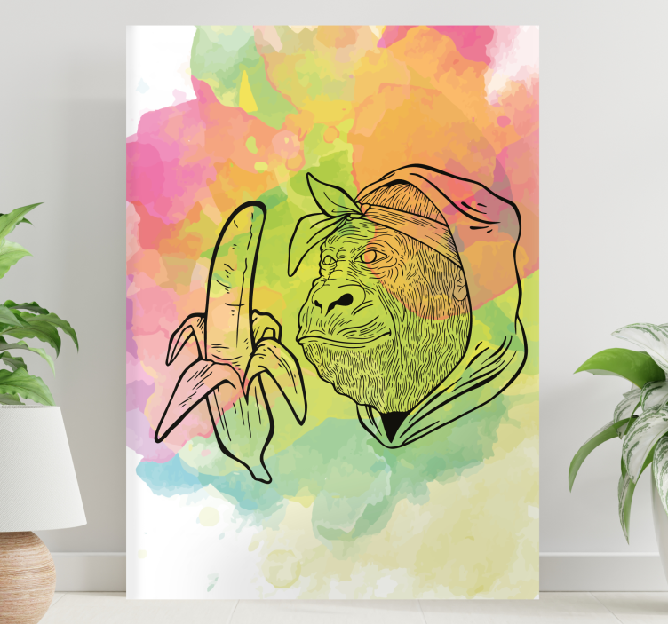 Quadro com o abecedário gorila segurando banana - TenStickers