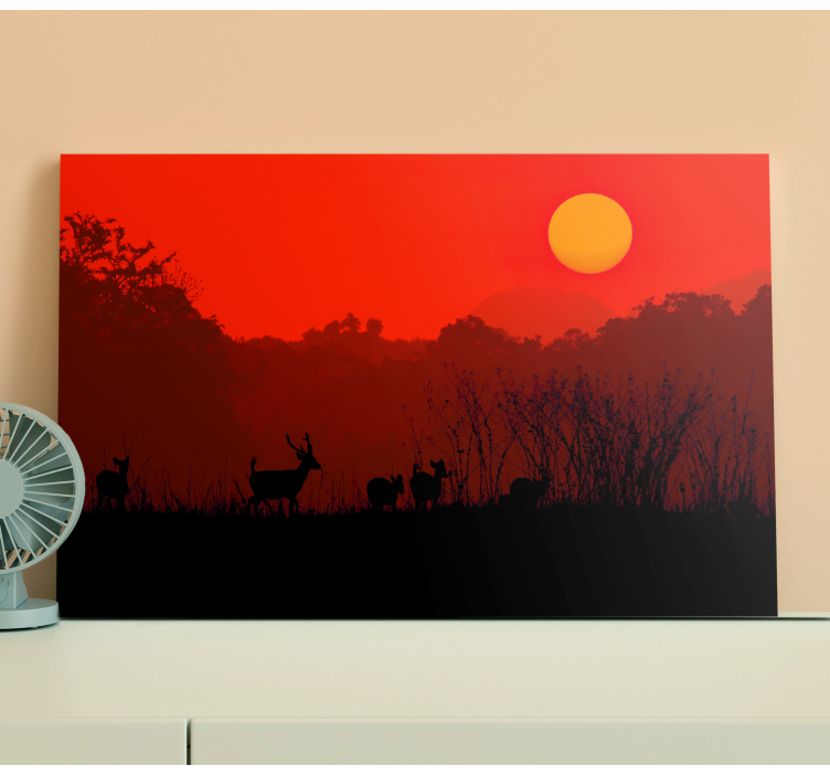 Quadro com veados ao pôr do sol - TenStickers
