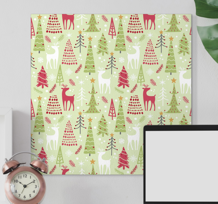 Quadro com veados em padrão festivo - TenStickers