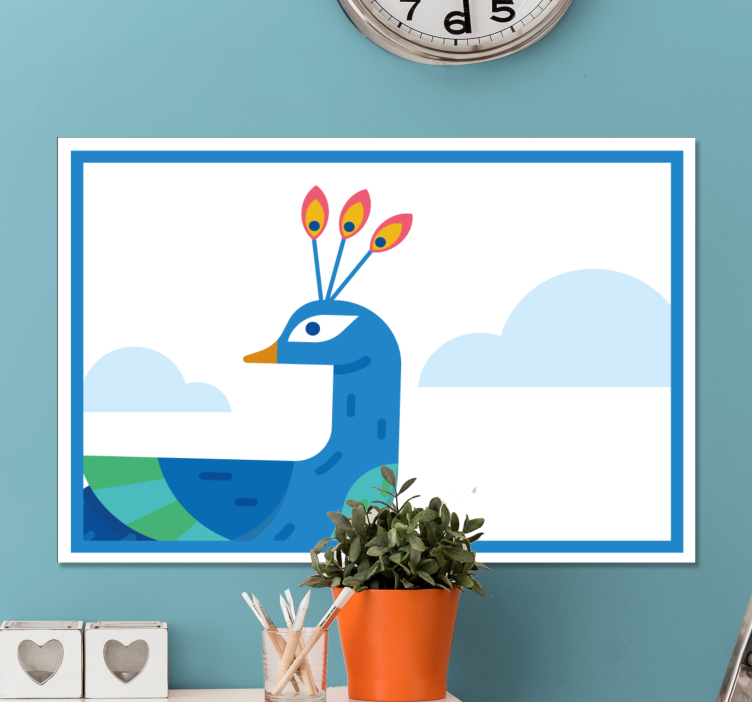 Quadro animais pavão azul estilizado - TenStickers