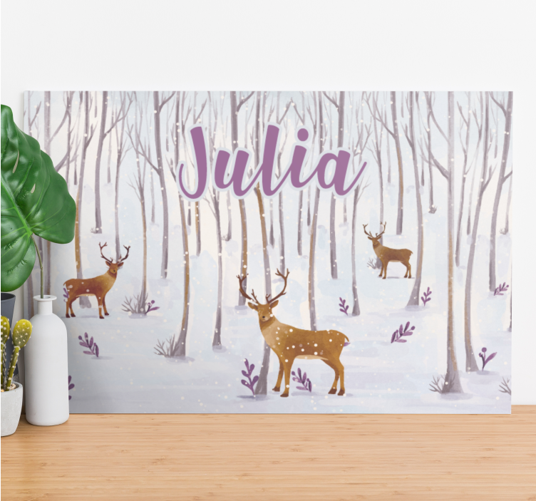 Quadro animais Floresta escandinava de inverno com animais - TenStickers