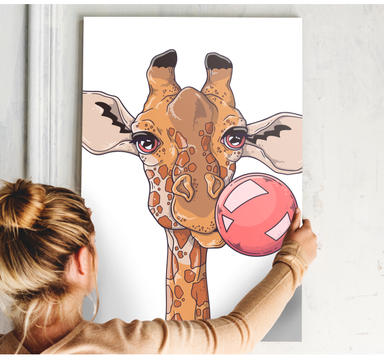 Quadro animais Girafa com chiclete - TenStickers