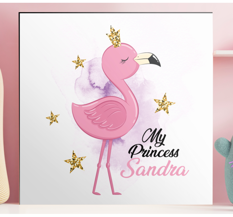 Quadro animais minha princesa flamingo com nome - TenStickers