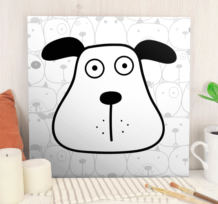 Quadro de cães cabeça de cachorro em cartoon - TenStickers