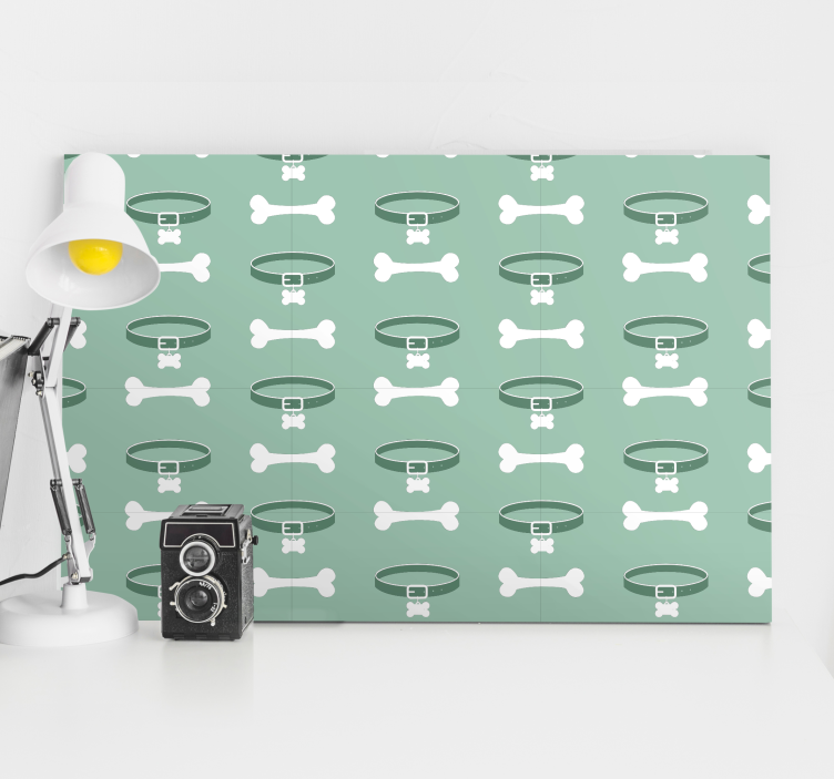 Quadro de cães com padrão de ossos e colares - TenStickers