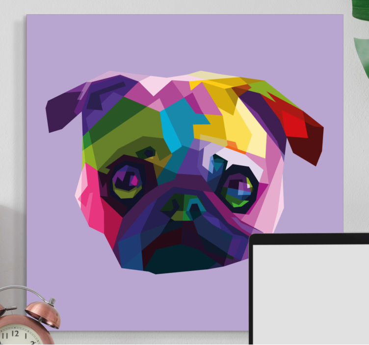Quadro de cães com rosto de pug colorido - TenStickers