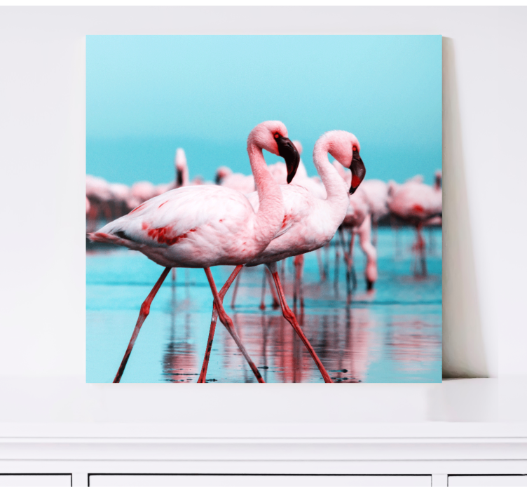 Quadro de cães e majestosos flamingos rosas - TenStickers