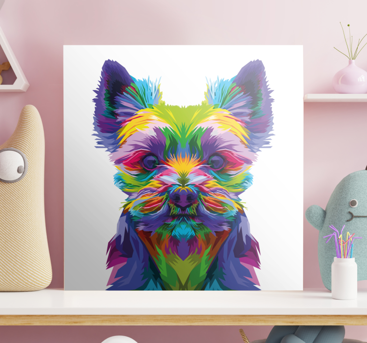 Quadro de cães ilustração canina vibrante - TenStickers