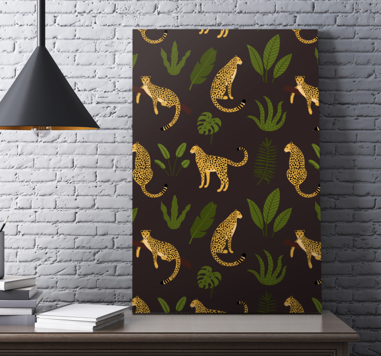 Quadro de cães leopardo e folhas - TenStickers