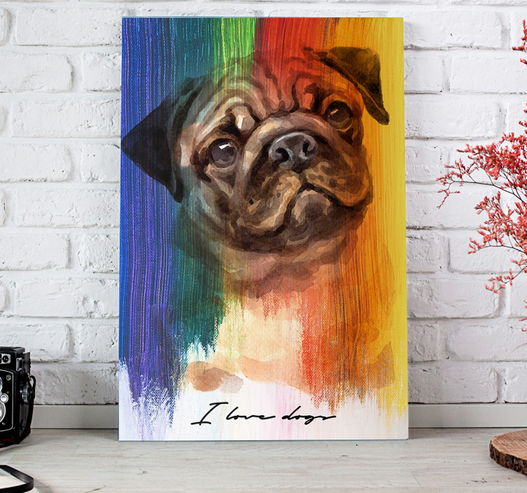 Quadro de cães retrato adorável de pug - TenStickers