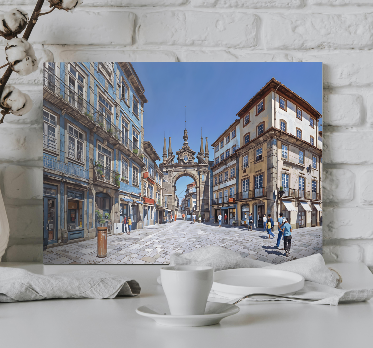 Quadro de cidade Arco da porta nova Braga - TenStickers