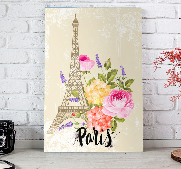 Quadro de cidade flores da torre eiffel - TenStickers