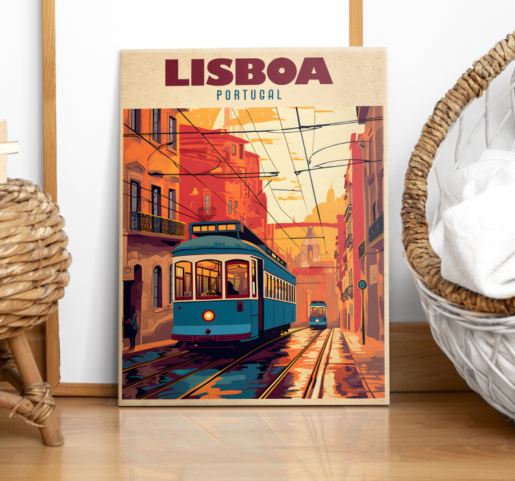 Quadro de cidade ilustração do bonde de Lisboa - TenStickers