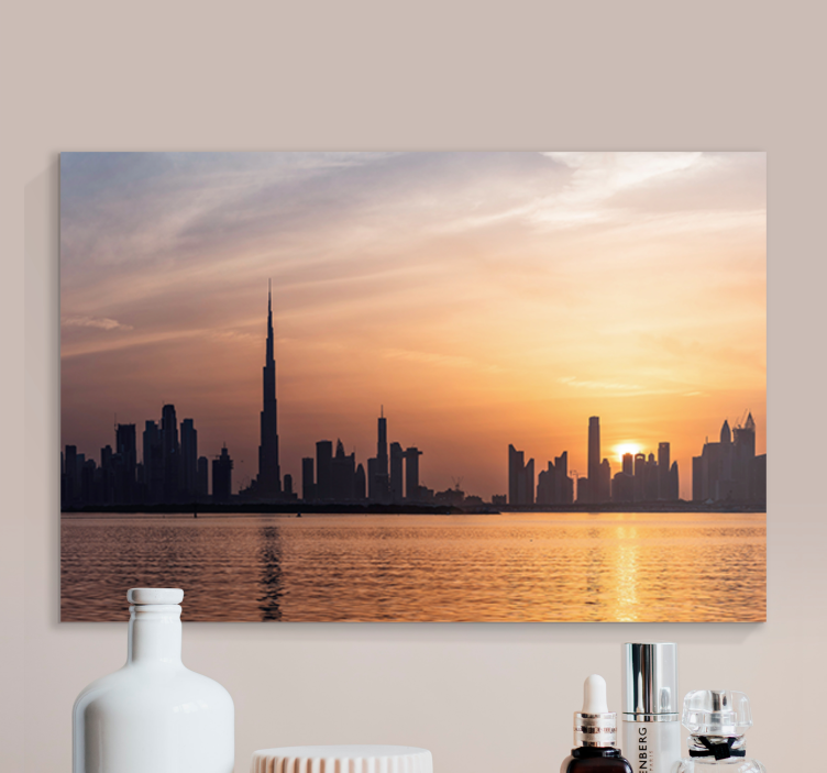 Quadro de cidade pôr do sol no skyline de dubai - TenStickers