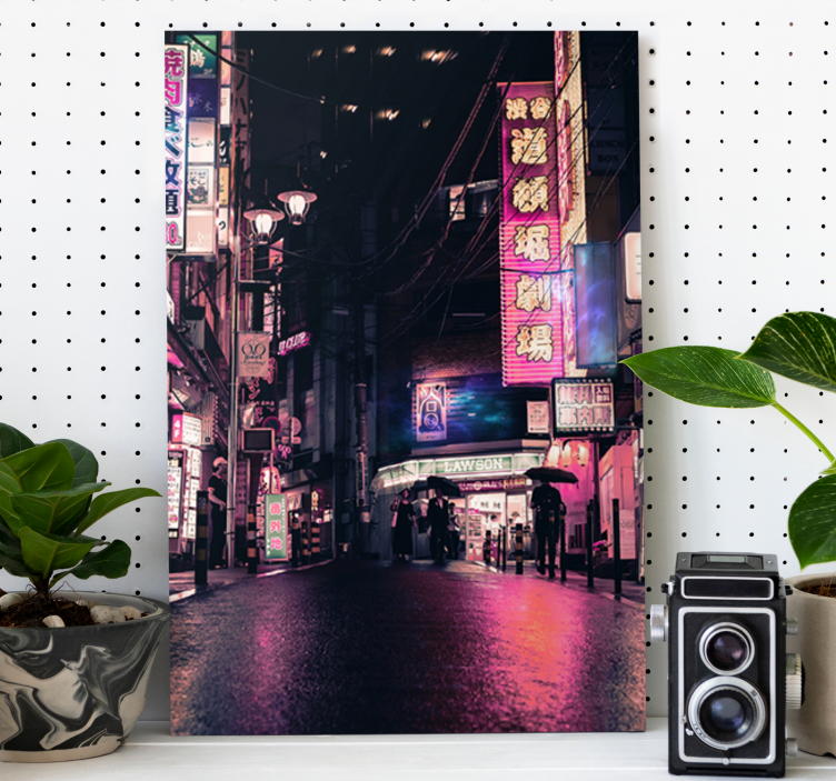 Quadro de cidade ruas da cidade em neon - TenStickers