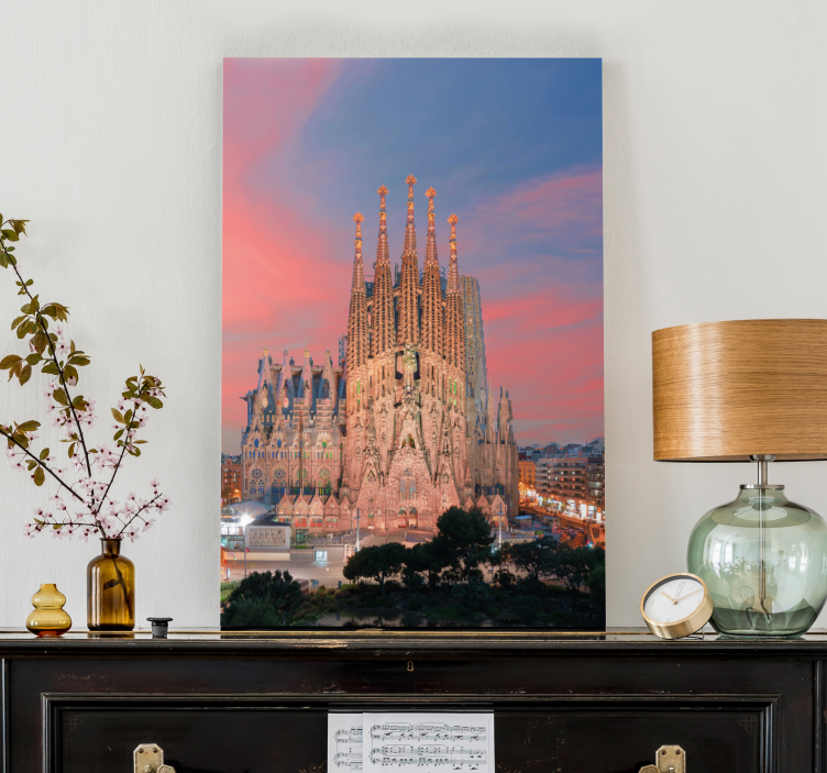 Quadro de cidade sagrada família ao pôr do sol - TenStickers