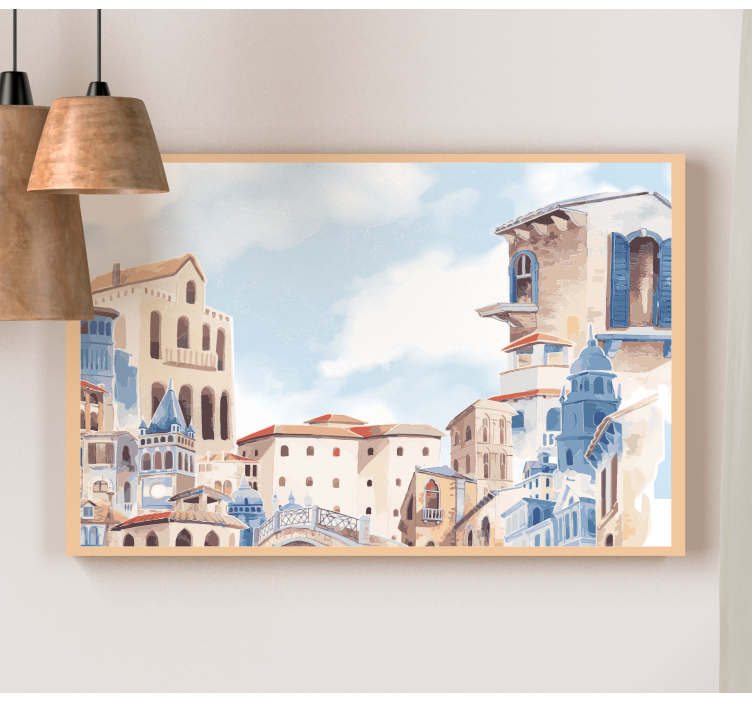 Quadro de cidade vila costeira encantadora - TenStickers