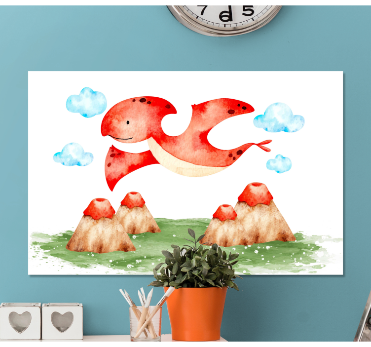 Quadro de dinossauro criatura vermelha voadora - TenStickers