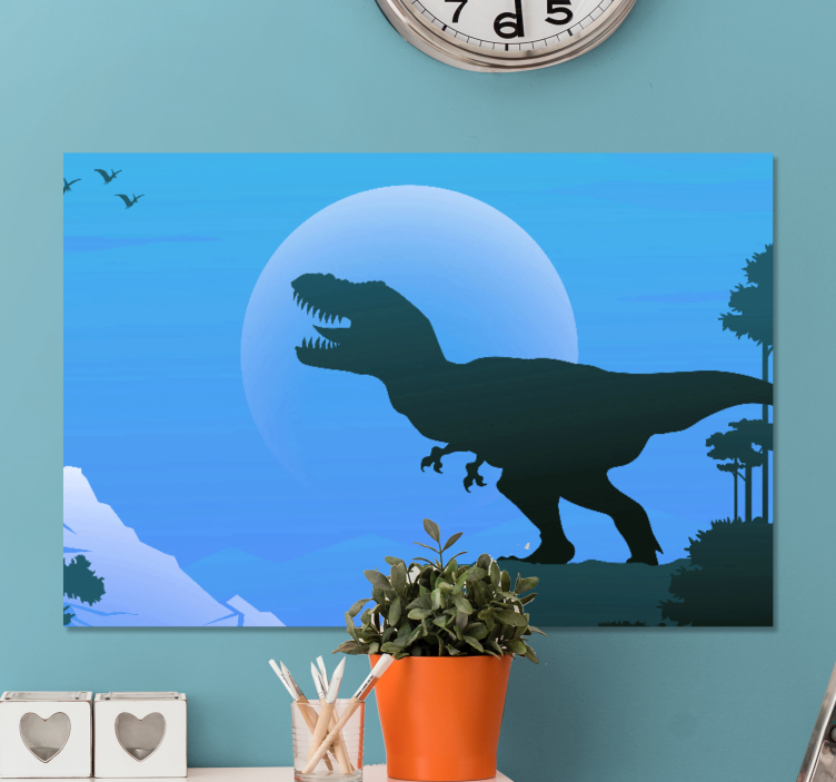 Quadro de dinossauro silhueta de t-rex - TenStickers