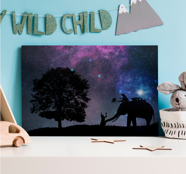 Quadro de elefantes interação com elefantes crianças - TenStickers