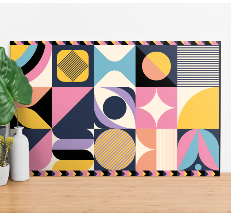 Quadro de figuras geométricas colagem de formas - TenStickers