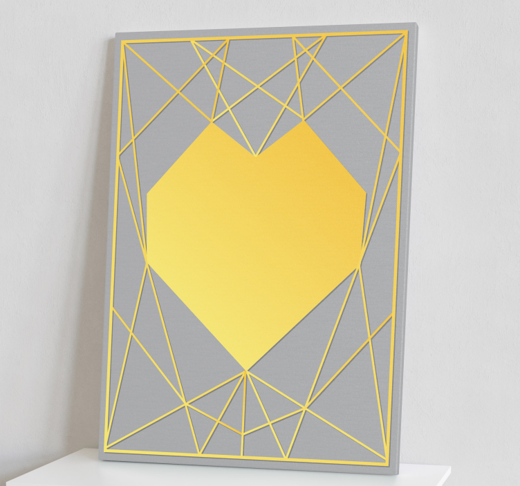 Quadro de figuras geométricas coração amarelo - TenStickers