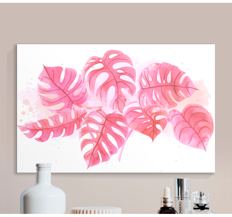 Quadro de flores arranjo de folhas de monstera - TenStickers