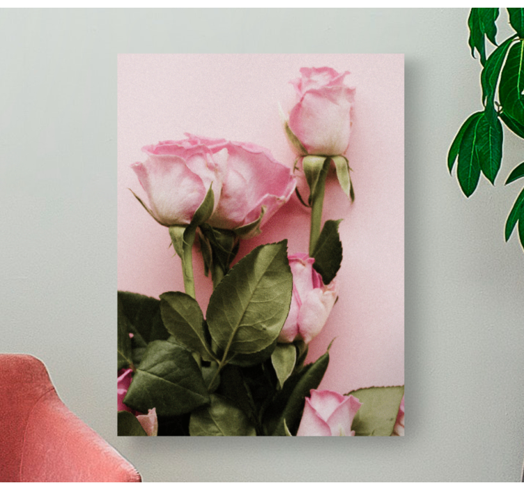 Quadro de flores arranjo de rosas pink - TenStickers