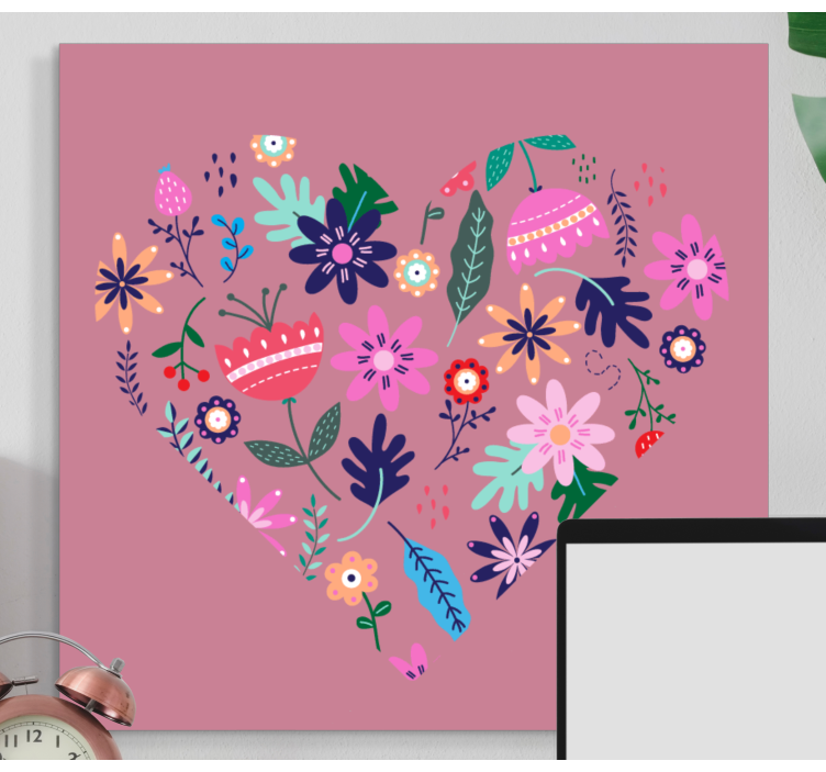 Quadro de flores arranjo floral em coração - TenStickers